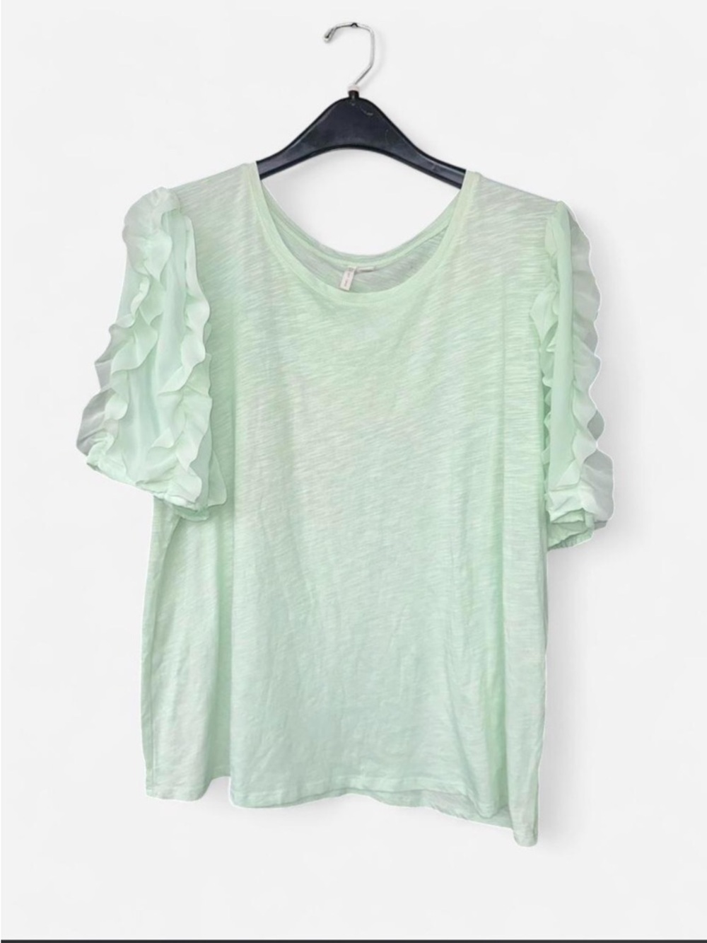Cato Light Mint Ruffle Sleeve Tee